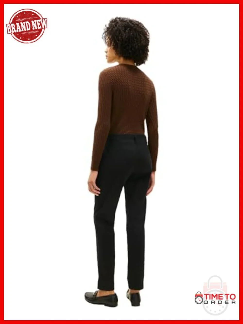 Women's Twill Slim Chino Pants with Stretch Mid Rise Ankle Pants